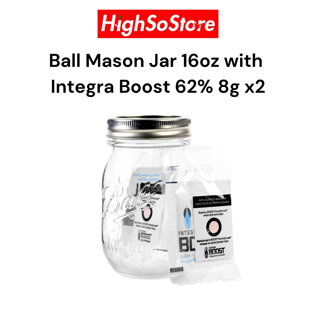 🚚พร้อมส่ง 🚚ส่งไว โหลแก้ว Ball Mason Jar 16oz with Integra Boost 62% 8g x2