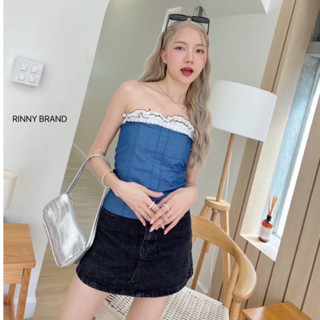 #rinnybrand Jeans Top 💙🩵 เสื้อเกาะอกผ้ายีนส์เดนิม