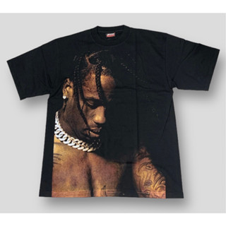 BTHD เสื้อยืดคอฟิต รุ่น Travis Scott สีดำ สไตล์วินเทจ