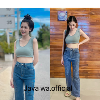 🔥Java wa shop🔥เสื้อกล้ามครอป เสื้อคอเหลี่ยม ทรงสวย งานกุ้นรอบคอ