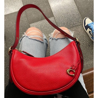 🎀(สด-ผ่อน) กระเป๋าสีแดง 10.5 นิ้ว CC438 Luna Shoulder Bag Soft pebble leather