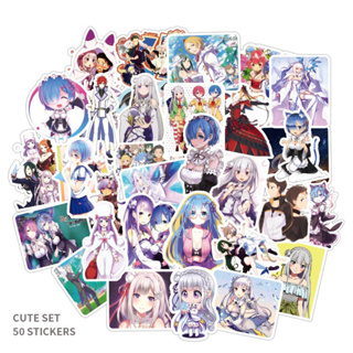 JAPAN ANIME Re:ZERO รีเซทชีวิต ฝ่าวิกฤตต่างโลก 50 sticker แผ่น กันน้ำ สติ๊กเกอร์ ใช้ซ้ำได้ กระโปรงหลังรถ โทรศัพท์มือถือ