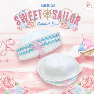 Sweet Sailor Hat หมวกกะลาสีสุดน่รัก สีขาวแต่งเทปชมพูและงานปักน้องคิวปิด เพิ่มความน่ารัก ใส่แมทซ์ได้หลายลุค