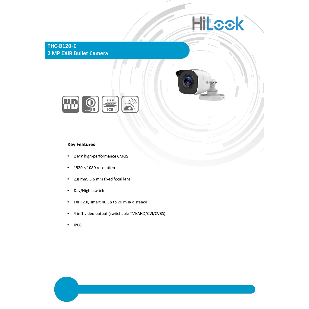 HILOOK THC-B120-C (2.8 mm.) กล้องวงจรปิดระบบ HD 4IN1 ความละเอียด 2 ล้านพิกเซล BY BILLIONAIRE SECURETECH