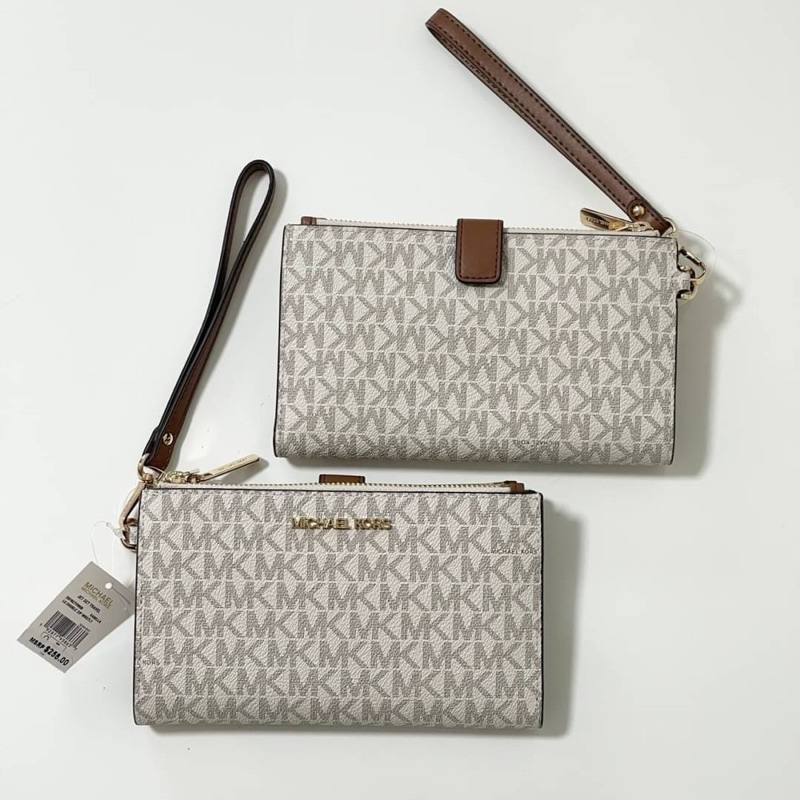 ^-^ส่วนลดXtra แฟชั่น 30%+ส่วนลดร้านค้า 5%: พร้อมส่งในไทย แท้ % MK JET SET TRAVEL LARGE DOUBLE ZIP WRISTLET