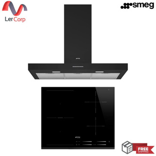 (Smeg) เครื่องดูดควันติดผนัง รุ่น KBT900NE + เตาอินดักชั่น Smeg รุ่น SI1M7643B Multizone option