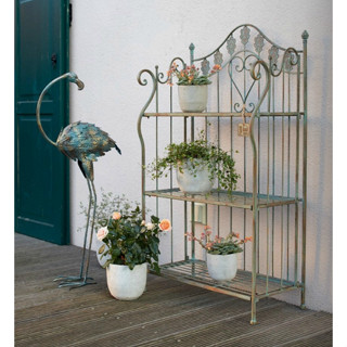 old french country retro wrought iron green wrought iron Three layers, folding style ชั้นเหล็กดัดวางของ สไตล์วินเทจ