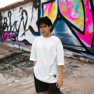 Hastag เสื้อยืดoversize สีพื้น และลายริ้ว แนวมินิมอล สตรีท รุ่นK01