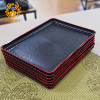 ถาดญี่ปุ่นดำขอบแดง 12.6 x 9 นิ้ว ถาดเสริฟ SJA9-692