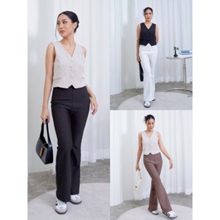 (S-XL) Selena Pants เกงเกงขาม้าลายริ้ว