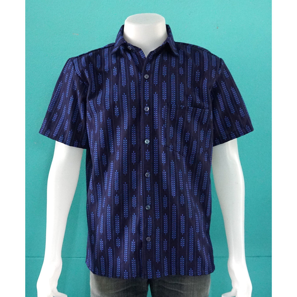 เสื้อพื้นเมือง เสื้อเชิ้ตผ้าฝ้ายผูัชาย แขนสั้น