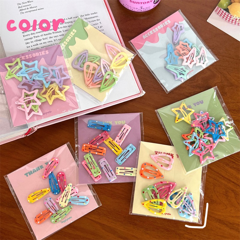 Cute 166 กิ๊บติดผม กิ๊บแป๊กสีสดใสคละสี 10 ชิ้น/แพ็ค