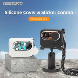 Sunnylife for Insta360 GO 3 Silicone Cover Stickers Protective Case Camera Skin Wrap Lens Cover Protector Neck Strap Acc