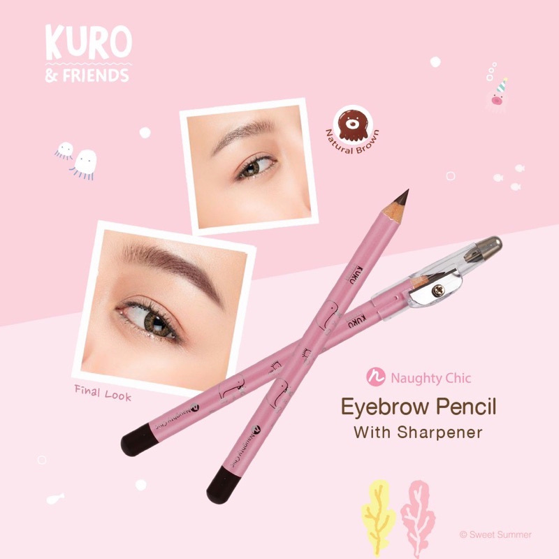 Ustar Naughty Chic Eyebrow Pencil with Sharpener (ดินสอเขียนคิ้ว #สีน้ำตาลเข้ม 01)