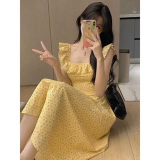 FLOWER YELLOW DRESS ชุดเดรสลายดอกไม้สีเหลือง