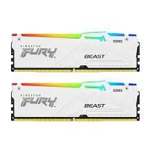 (KF552C40BWAK2-32) 32GB (16GBx2) DDR5 5200MHz RAM (หน่วยความจำ) KINGSTON FURY BEAST DDR5 RGB (WHITE) (KF552C40BWAK2-32)