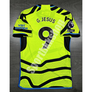 [Player] - เสื้อฟุตบอล Arsenal Away อาร์เซน่อล เยือน  2023/24 พร้อมเบอร์ชื่อ 9 G.JESUS อาร์มพรีเมียร์ลีค NO ROOM