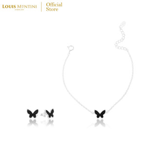 [Giftset] Louis Montini (Jewelry) ชุดกิฟท์เซต Sterling Silver 925 ต่างหูเงินแท้ สร้อยข้อมือเงินแท้ รูปผีเสื้อ  LJ-GS007