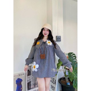 🌸NEW NEW 🌸🌸มินิเดรสคอปกผูกโบว์ ⛅️ ผ้าแดบบี้ใส่สบายเนื้อผ้าไม่บาง เพิ่มดีเทลแขนพอง 🫶🏻 น่ารักมาก