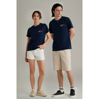 Mc JEANS เสื้อยืดแขนสั้น Unisex คอกลม สีกรมท่า MTSZA88