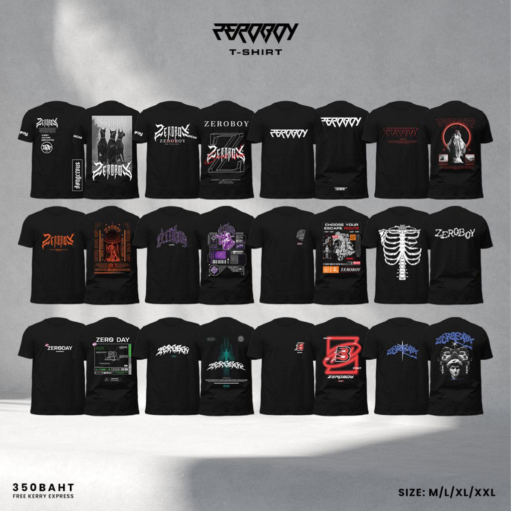 ZEROBOY - [ T- Shirt ] / Collection 2024 “ เสื้อยืดสกรีนสีดำ ”