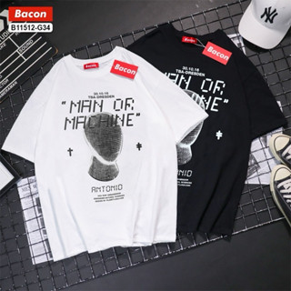 🌟STF_SHOP🌟เสื้อยืดโอเวอร์ไซ สกรีนลาย "MAN OF; งานดำ-ขาว รอบอก46 ยาว 28 ผ้าCotton