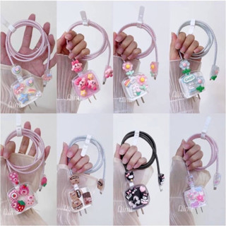 18w 20w {พร้อมส่ง} พร้อมส่ง️ชุดแต่งสายชาร์จลายการ์ตูน เคสหัวชาร์จ  ชุดถนอมสายชาร์จการ์ตูนน่ารักๆพร้อมส่งจากไทย