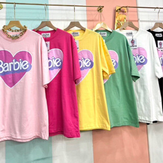 เสื้อยืดโอเวอร์ไซส์ ลาย barbie หัวใจ