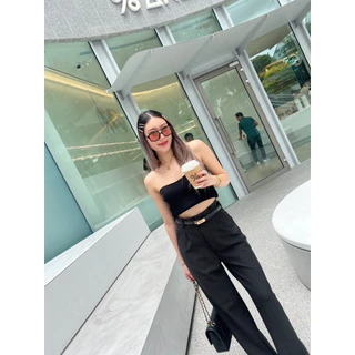 THESUNCO - AIKA TROUSERS อัย-กะ ผ้าไม่ต้องรีด! กางเกงขากระบอกตรงเอวสูงยับยาก พรางหุ่น