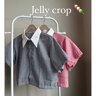 - Jelly crop - เสื้อเชิ้ตปกขาวผ้าเทกเจอร์