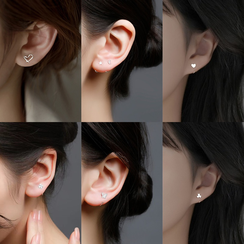 ꒰พร้อมส่ง꒱ ♡ Earring | ต่างหูเงิน ใส่ไปเรียน ต่างหูสไตล์เกาหลี
