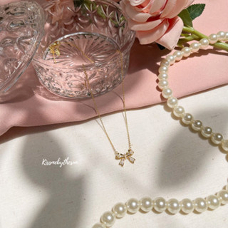 Kissmebythesun - Bonnie Necklace | สร้อยคอจี้โบว์ ชุบทองคำขาว 14k