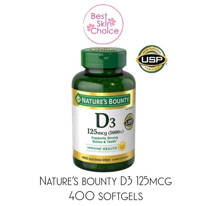 EXP 11/2026 Nature's Bounty Vitamin D3 125mcg (5000 IU) 400 Softgels