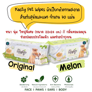 Kasty Pet Wipes ผ้าเปียกทำความสะอาด สำหรับสุนัขและแมว จำนวน 70 แผ่น