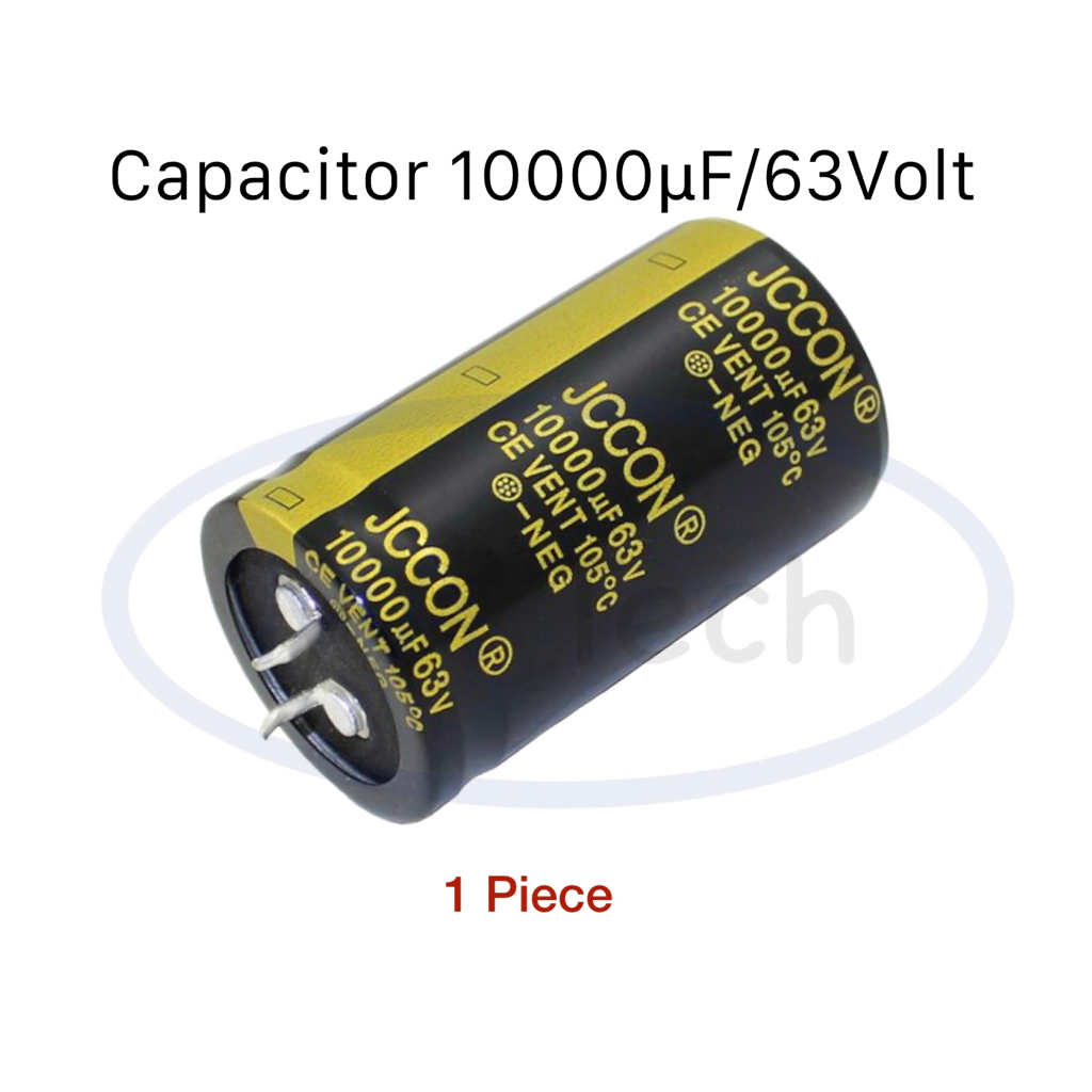 คาปาซิเตอร์ 10000uF 63V Capacitor 10000uf 63V 105C ขาเขี้ยว ระยะขาห่าง 10.0มม จำนวน 1 ชิ้น