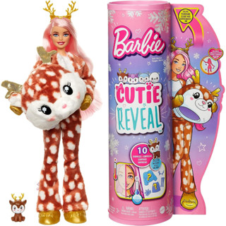 Barbie Cutie Reveal Doll, Deer   Plush Costume, 10 Surprises Including Mini Pet &amp; Color Change