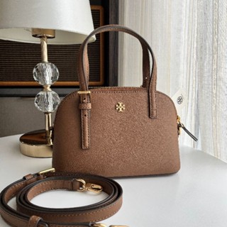 กระเป๋าTory Burch Emerson dome satchel Style No. 149694สี moose / สีน้ำตาลใส่มือถือได้ทุกรุ่น