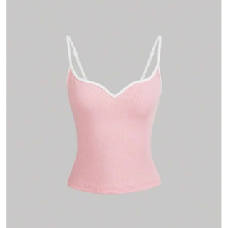 พร้อมส่ง Contrast Binding Cami Top เสื้อครอปน่ารัก y2k