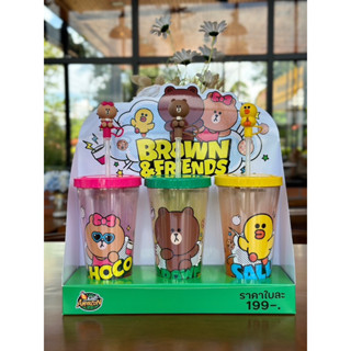 แก้วพลาสติก คาเฟ่อเมซอน Line&amp;Friend ขนาด 22 OZ