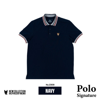 Memo By AEIOU เสื้อโปโล🟦 สีกรมท่า Memo Premium Polo Signature สินค้าลิขสิทธิ์แท้ NAVY BLUE