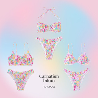 Carnation bikini บิกินี่ผ้าสม็อคลายดอกสีชมพู