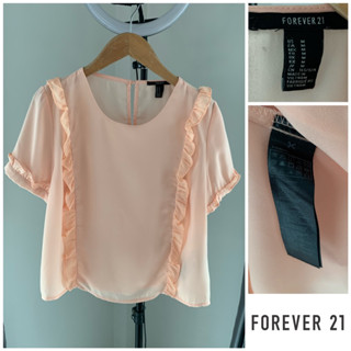 Forever21 ส้มอ่อน size m ระบายหน้า A63