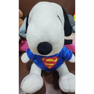 ตุ๊กตามือ✌️ ลิขสิทธิ์แท้💯 ตุ๊กตาหมา สนูปปี้ Snoopy ใส่เสื้อซุปเปอร์แมน ขนาด 15" สภาพ 99%