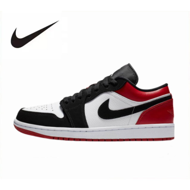 Nike Jordan Air Jordan 1 Low “ Black Toe ” Black and red (ของแท้100%)