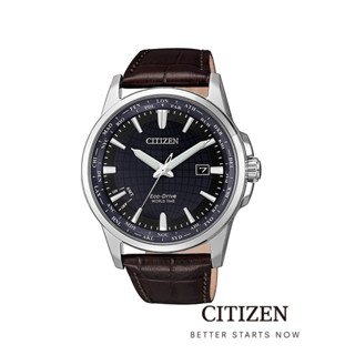 CITIZEN Eco-Drive BX1001-11L Leather World Time Series Mens Watch ( นาฬิกาผู้ชายพลังงานแสง )