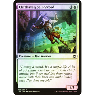 [MTG] Cliffhaven Sell-Sword [ZNR] [WHITE] [COMMON] [FOIL] [ENG] (การ์ดเมจิค / Magic the Gathering)