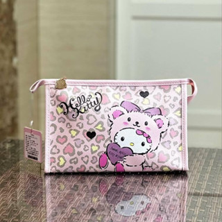 กระเป๋าสำอางค์ Hello Kitty งานลิขสิทธิ์แท้ วัสดุเป็นหนัง PU มีซิปปิด ขนาด 27×17×8 cm