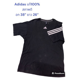 แท้100% Adidas เสื้อยืดสีดำ แขนและหลังแต่งสามแถบ