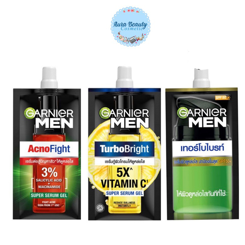 📍 (1ซอง) Garnier Men Serum การ์นิเย่ เมน เซรั่ม (3สูตร) 7มล. Turbo Bright Acno Fight