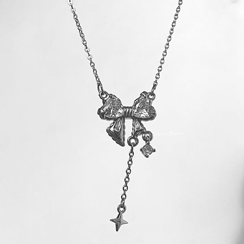 Jinjoo-NA31-สร้อยคอจี้โบว์พลอยใส หรูหรา มีสไตล์🌷💓